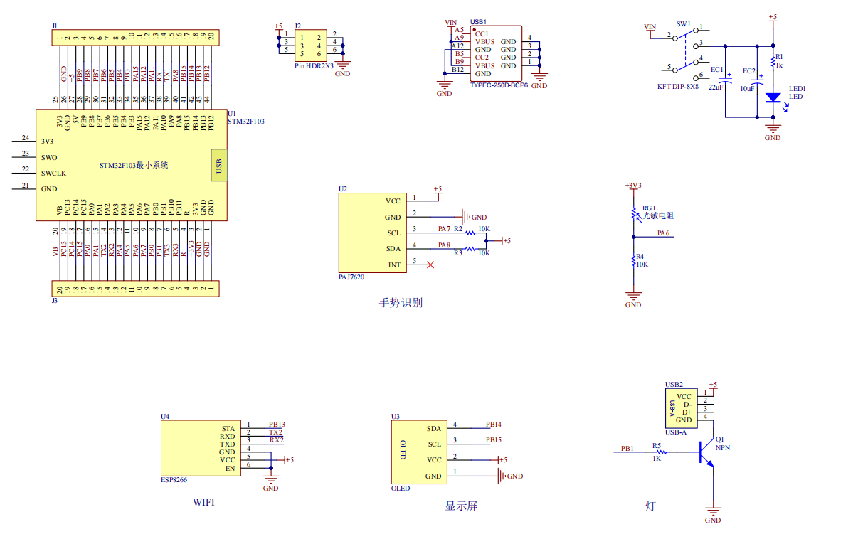 基于STM32的手势识别智能台灯