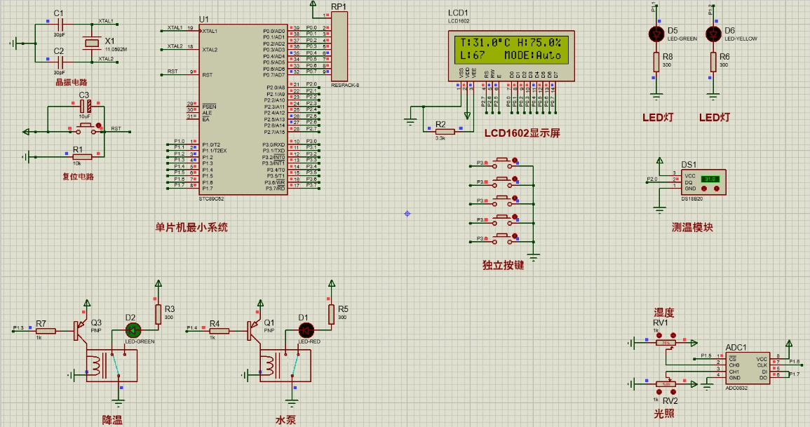 基于51单片机智能大棚环境监测控制液晶显示设计