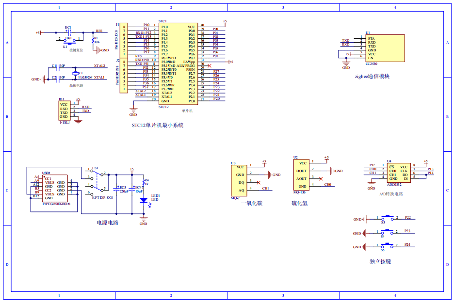 基于zigbee的矿洞有毒气体检测装置