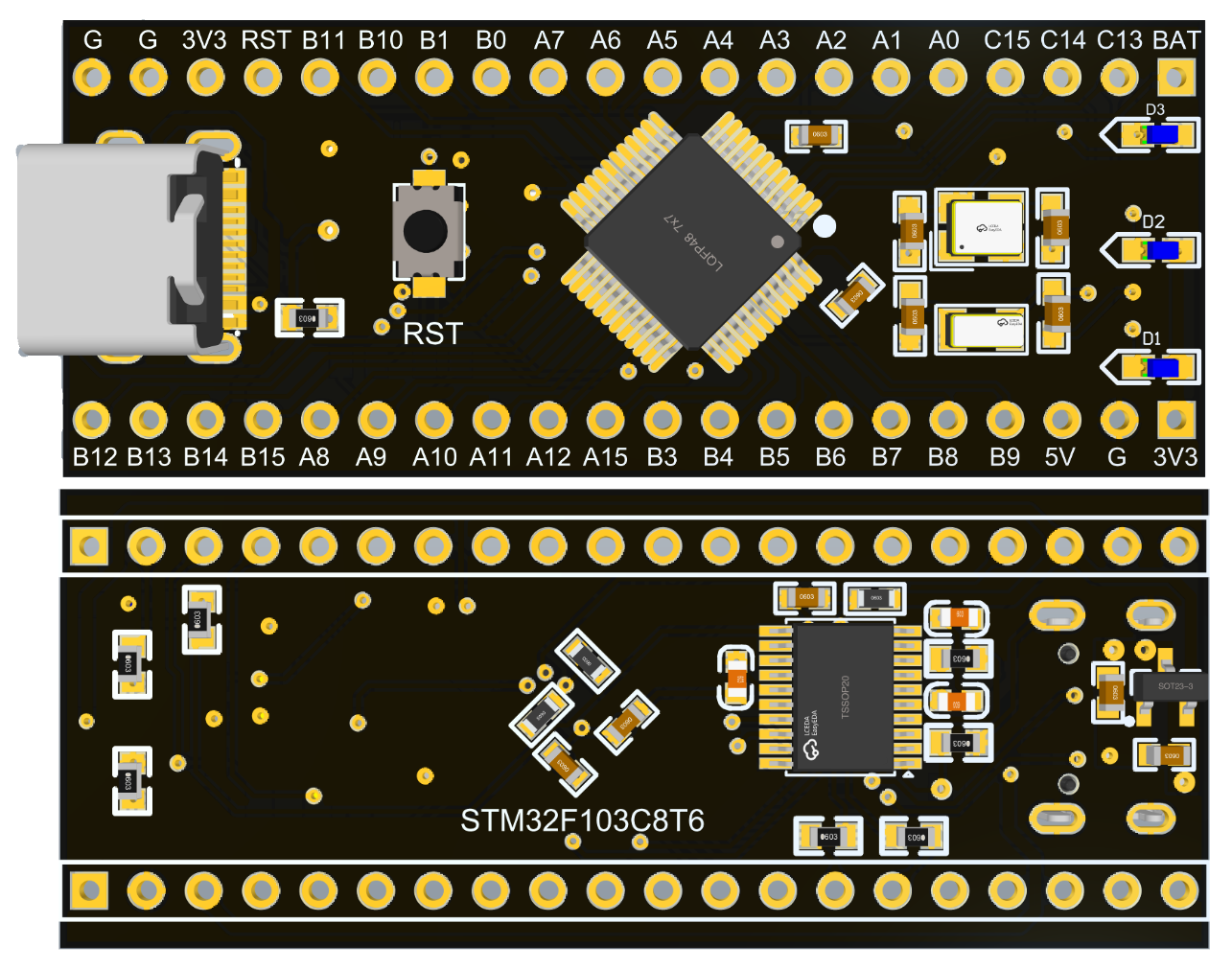 图片[2]-【HB-K02】STM32最小系统板-黑白模组