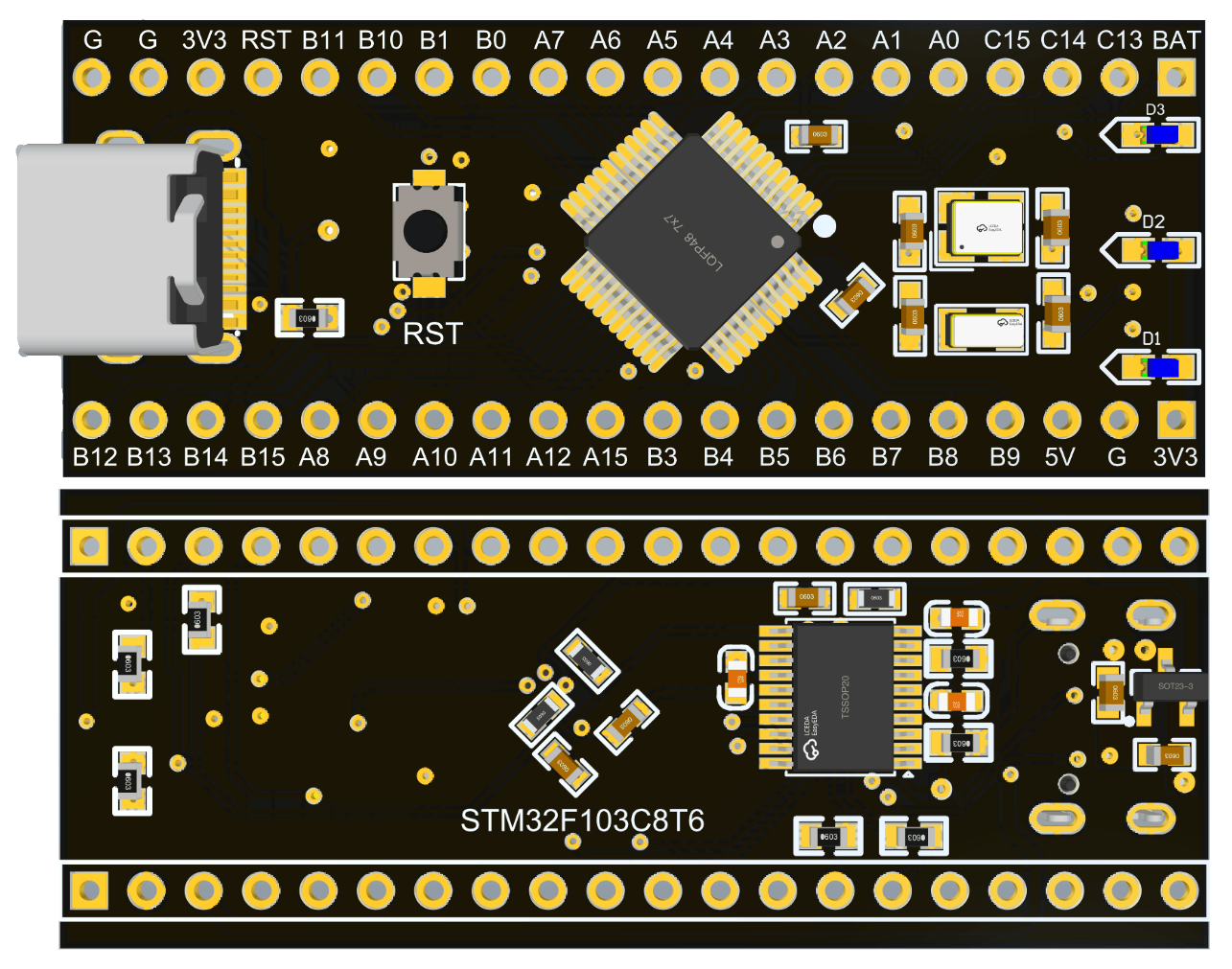 【HB-K02】STM32最小系统板-黑白模组
