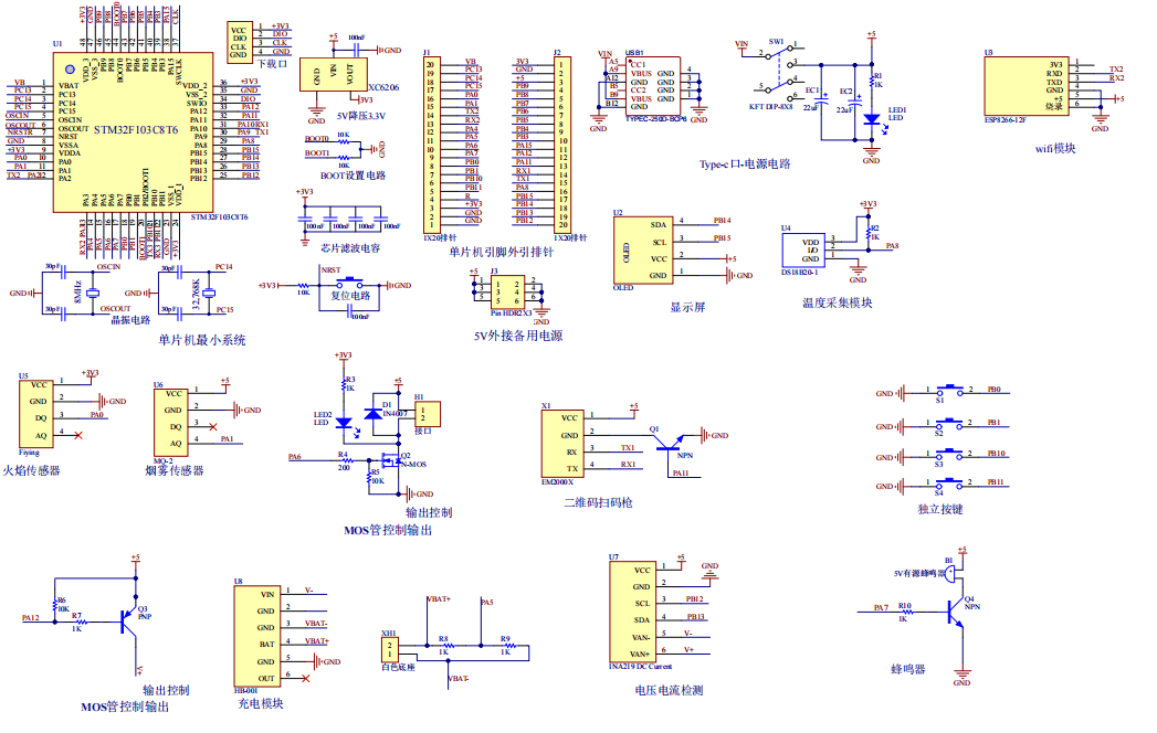 带消防监测的小区电瓶车充电系统